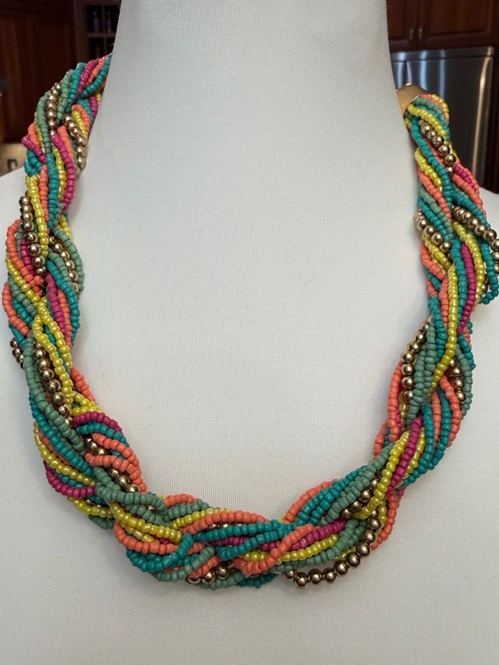 Braided Seed Bead Statement Necklace